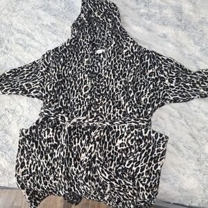 Women's Leopard Print Hooded Robe - L/XL